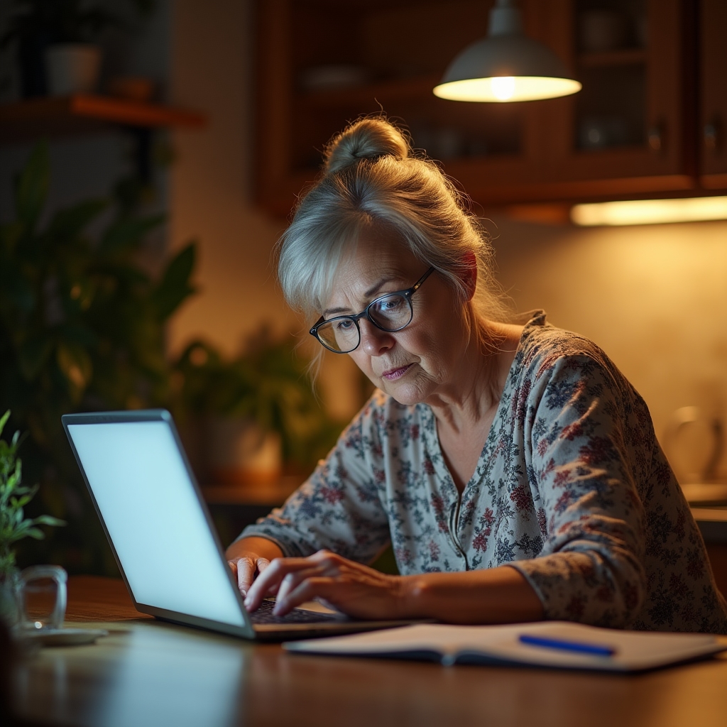 Właściciel pracowni krawieckiej uczący się na laptopie